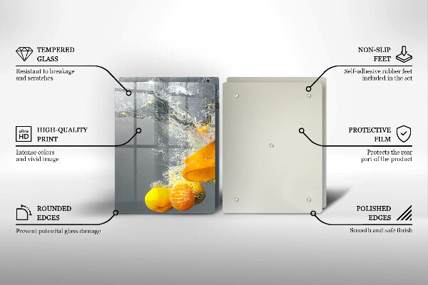 Steklena podloga za rezanje Limone v vodi