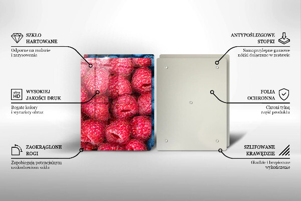 Steklena podloga za rezanje Plodovi malin in borovnic