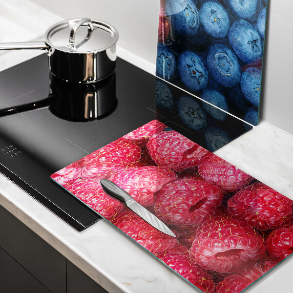 Steklena podloga za rezanje Plodovi malin in borovnic