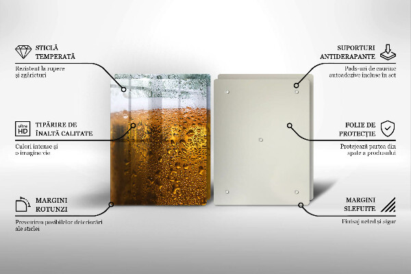 Steklena podloga za rezanje Moker kozarec piva