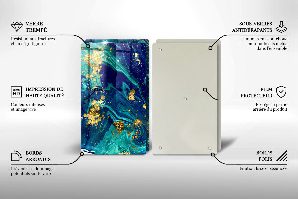 Steklena podloga za rezanje Abstrakcija z zlatom