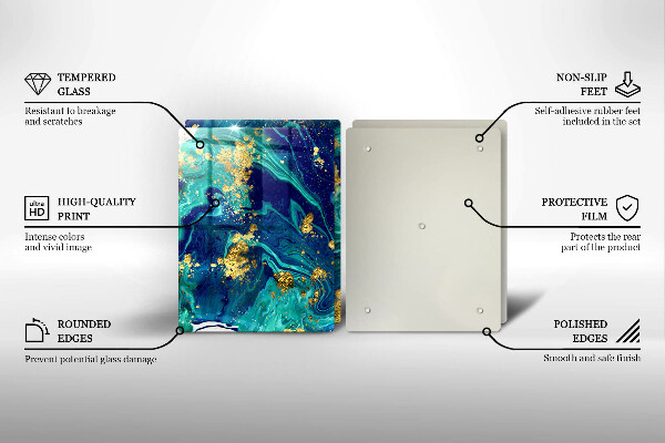 Steklena podloga za rezanje Abstrakcija z zlatom