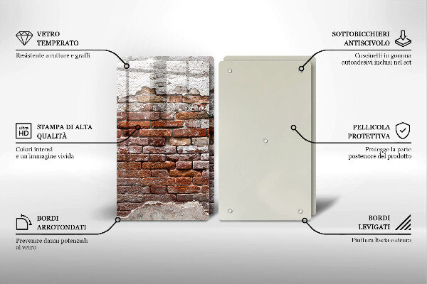 Steklena podloga za rezanje Stara opečna in betonska stena