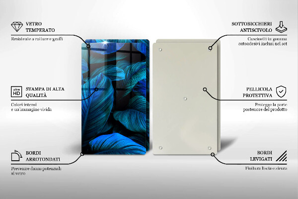 Steklena podloga za rezanje Listi vegetacije v džungli