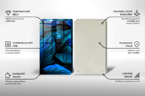 Steklena podloga za rezanje Listi vegetacije v džungli