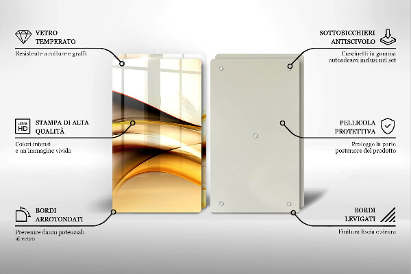 Steklena podloga za rezanje Abstraktne črte dima