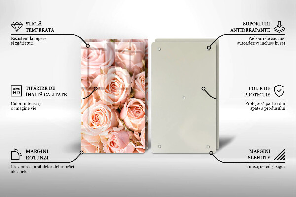 Steklena podloga za rezanje Šopek nežnih vrtnic