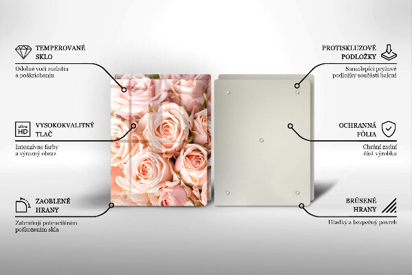 Steklena podloga za rezanje Šopek nežnih vrtnic