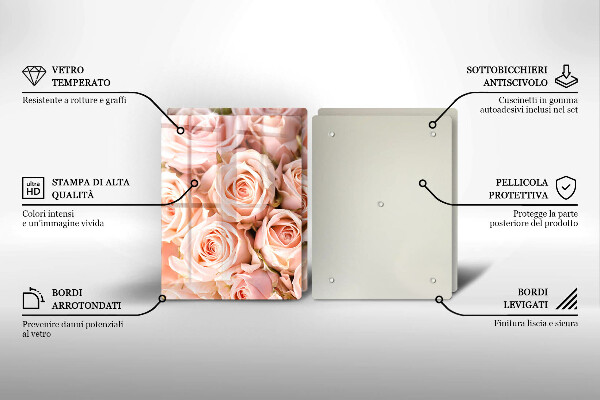 Steklena podloga za rezanje Šopek nežnih vrtnic