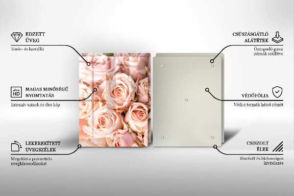 Steklena podloga za rezanje Šopek nežnih vrtnic