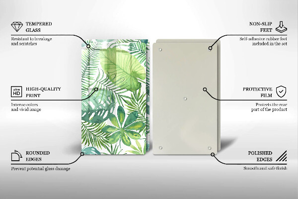 Steklena podloga za rezanje Akvarelni boho listi