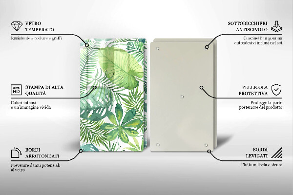 Steklena podloga za rezanje Akvarelni boho listi