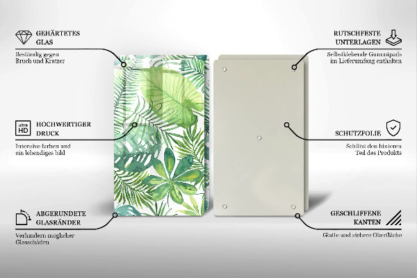 Steklena podloga za rezanje Akvarelni boho listi