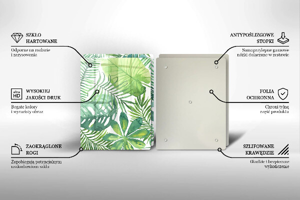 Steklena podloga za rezanje Akvarelni boho listi