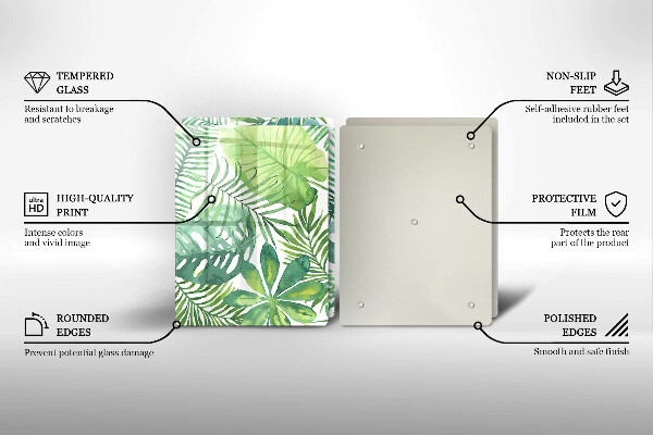 Steklena podloga za rezanje Akvarelni boho listi