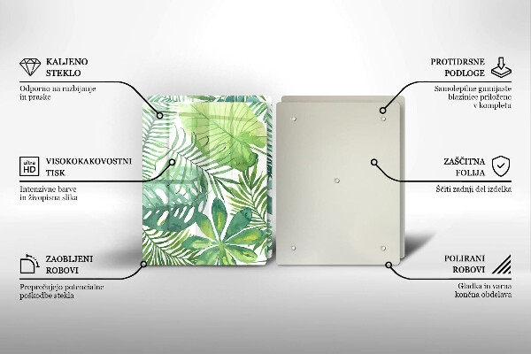 Steklena podloga za rezanje Akvarelni boho listi