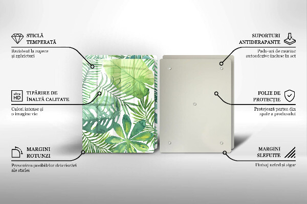 Steklena podloga za rezanje Akvarelni boho listi