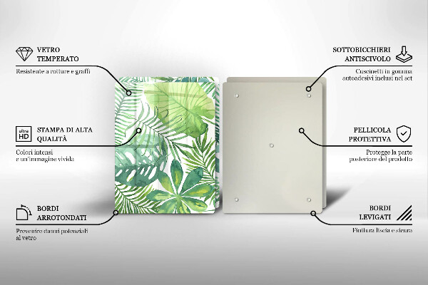 Steklena podloga za rezanje Akvarelni boho listi