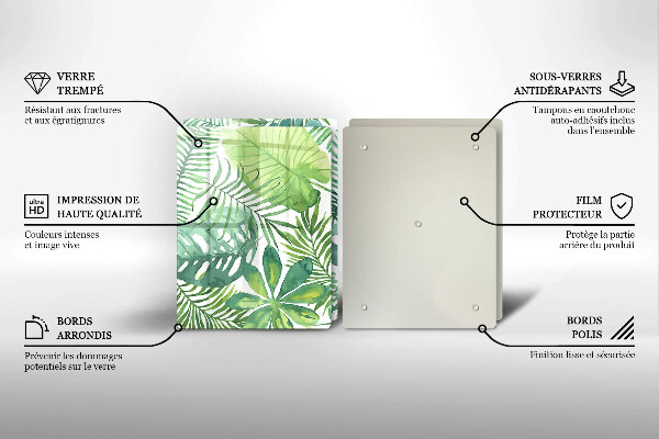 Steklena podloga za rezanje Akvarelni boho listi