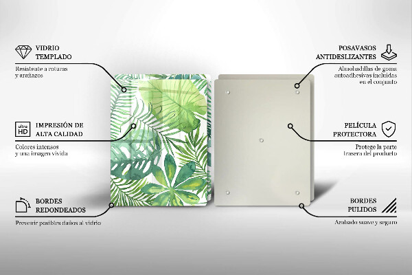 Steklena podloga za rezanje Akvarelni boho listi