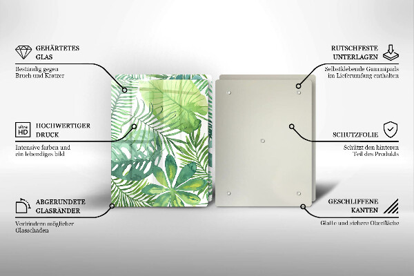 Steklena podloga za rezanje Akvarelni boho listi