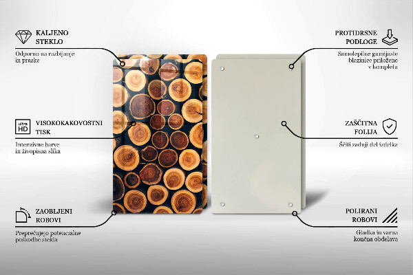 Steklena podloga za rezanje Leseni štori