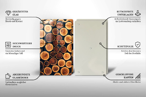 Steklena podloga za rezanje Leseni štori