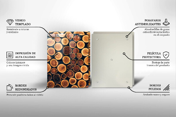 Steklena podloga za rezanje Leseni štori