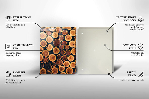 Steklena podloga za rezanje Leseni štori