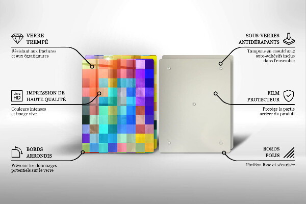 Steklena podloga za rezanje Pisani kvadratki slikovnih pik