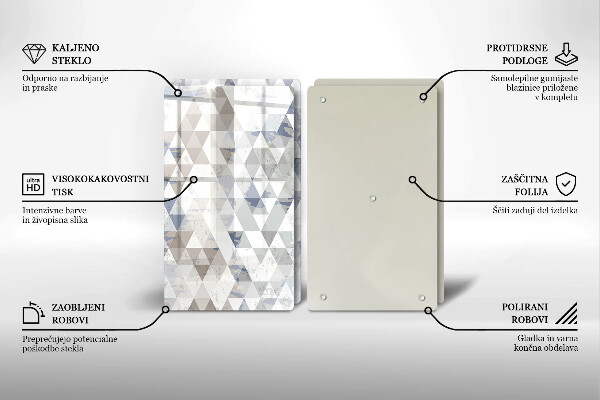 Steklena podloga za rezanje Vzorec trikotnikov