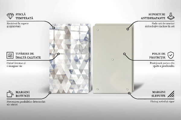 Steklena podloga za rezanje Vzorec trikotnikov