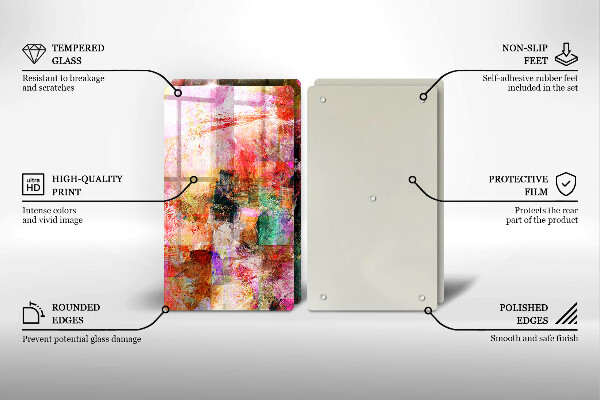 Steklena podloga za rezanje Barvna abstrakcija