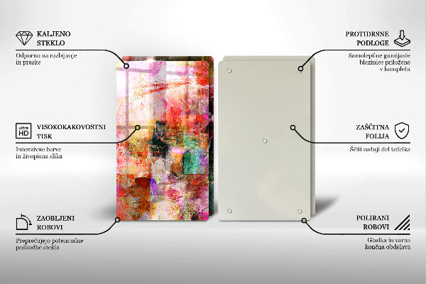 Steklena podloga za rezanje Barvna abstrakcija