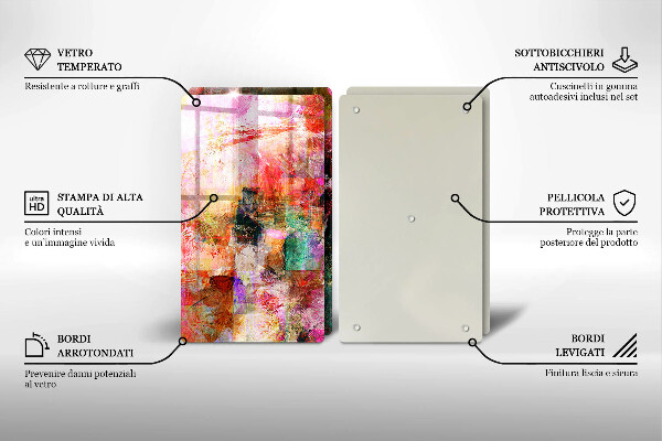 Steklena podloga za rezanje Barvna abstrakcija