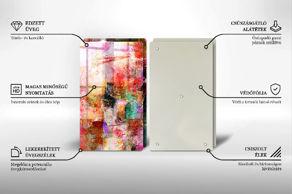 Steklena podloga za rezanje Barvna abstrakcija