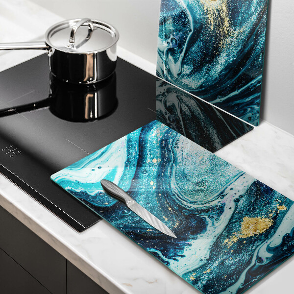 Steklena podloga za rezanje Abstrakcija modrega zlata