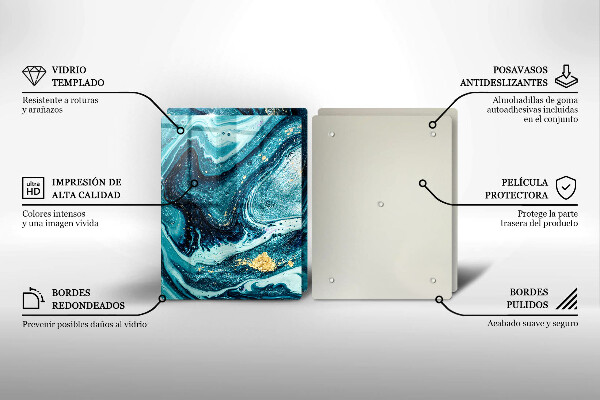 Steklena podloga za rezanje Abstrakcija modrega zlata