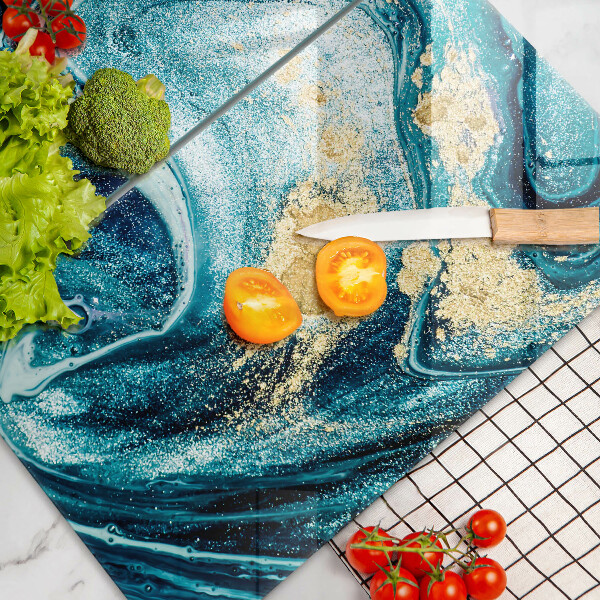 Steklena podloga za rezanje Abstrakcija modrega zlata