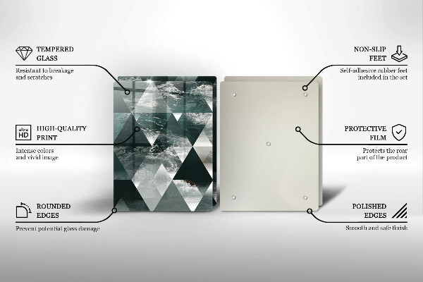 Steklena podloga za rezanje Trikotniki in voda