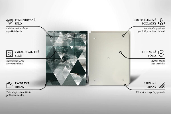 Steklena podloga za rezanje Trikotniki in voda