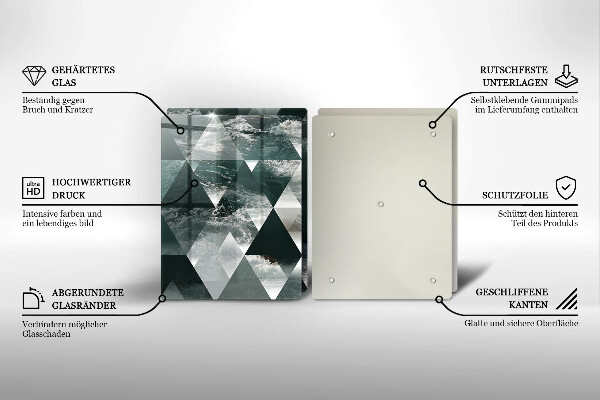 Steklena podloga za rezanje Trikotniki in voda