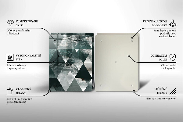 Steklena podloga za rezanje Trikotniki in voda