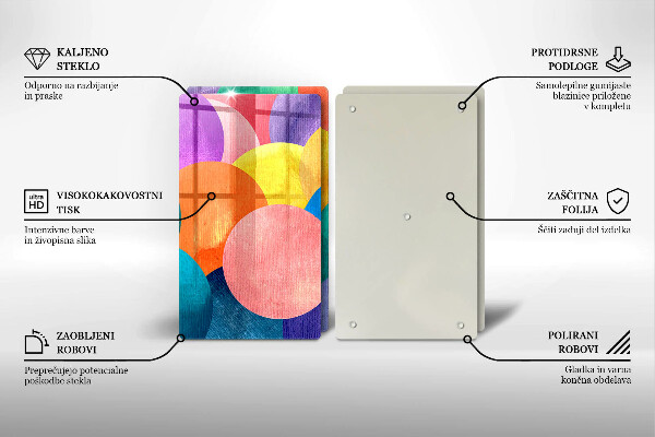 Steklena podloga za rezanje Pisani krogi