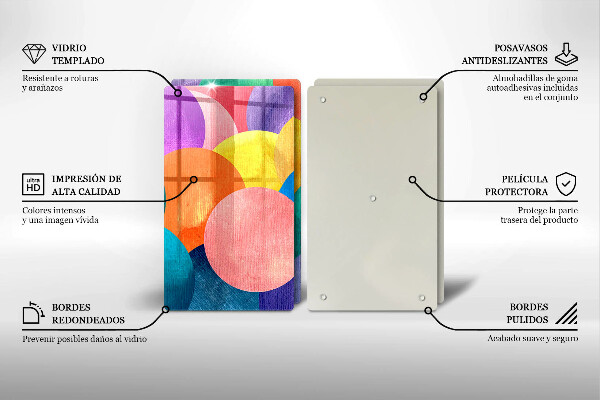 Steklena podloga za rezanje Pisani krogi