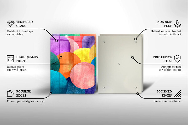 Steklena podloga za rezanje Pisani krogi