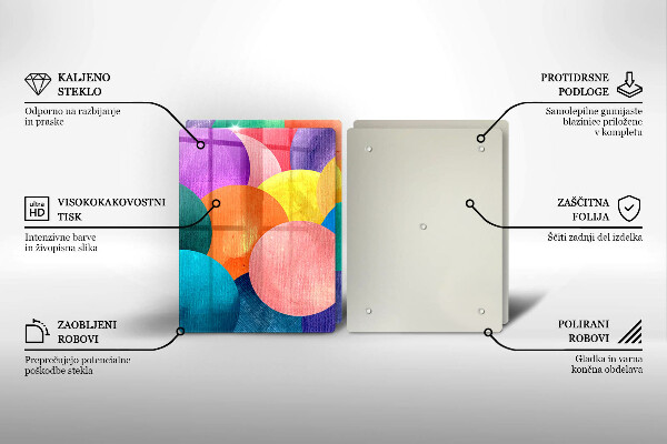 Steklena podloga za rezanje Pisani krogi