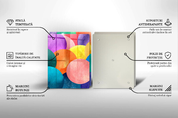 Steklena podloga za rezanje Pisani krogi