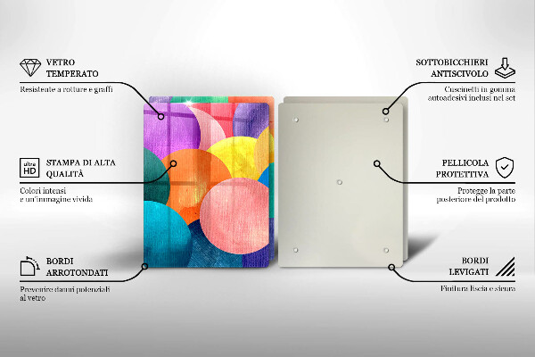 Steklena podloga za rezanje Pisani krogi