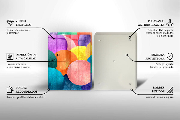 Steklena podloga za rezanje Pisani krogi